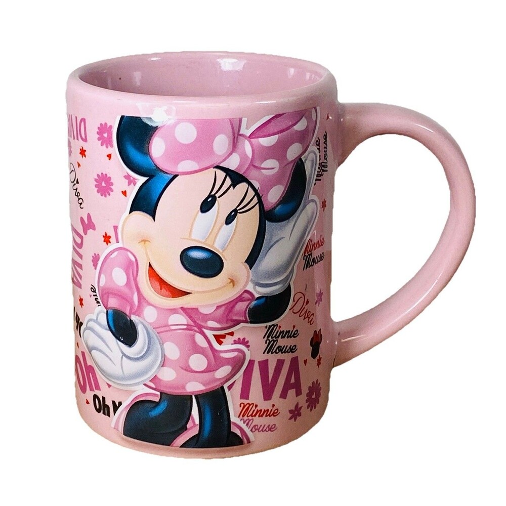 Disney Minnie Mouse 3D Embossed Pink Ceramic 12 oz Coffee Mug DIVA Jerry Leigh
